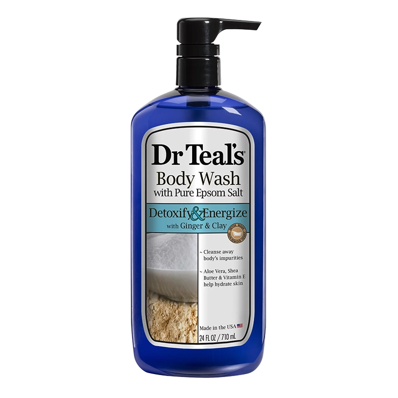 Dr Teal's Body Wash with Pure Epsom Salt Detoxify Energize with Ginger Clay 710ML