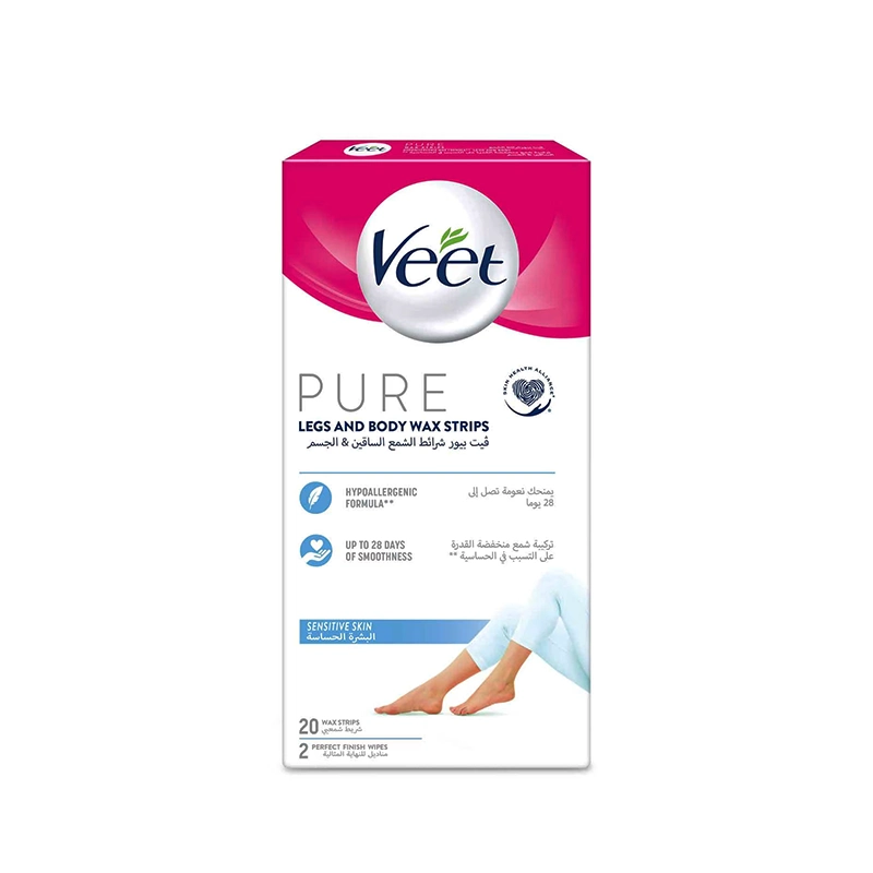 Veet Pure Legs and Body Wax Strips For Sensitive Skin 20's