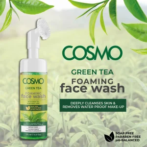 Cosmo Green Tea Foaming Facial Wash with Green Tea, Aloe Vera & Mint 175ml