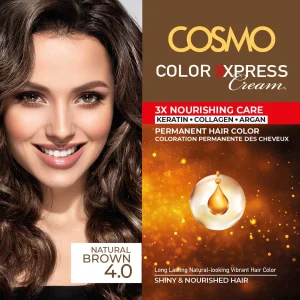 Cosmo Color Xpress Cream Natural Brown 4.0 For Shiny & Nourished Hair 112ml