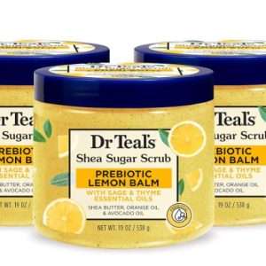 Dr Teal's Shea Sugar Scrub Prebiotic Lemon Balm with Sage & Thyme Essential