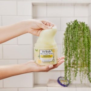 Dr Teal's Shea Sugar Scrub Prebiotic Lemon Balm with Sage & Thyme Essential