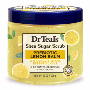 Dr Teal's Shea Sugar Scrub Prebiotic Lemon Balm with Sage &Thyme Essential Oils