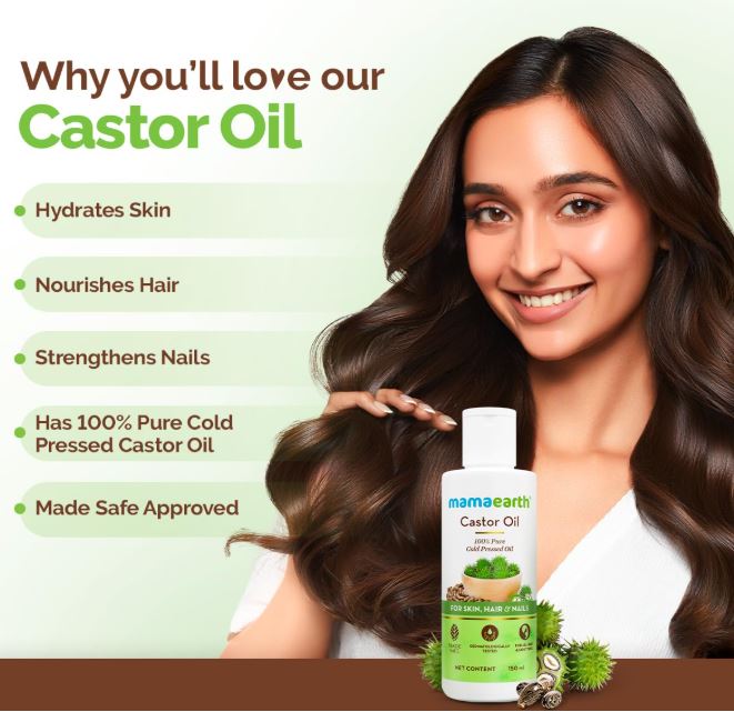 Mamaearth Castor Oil For Skin, Hair & Nails 150ml - Image 2